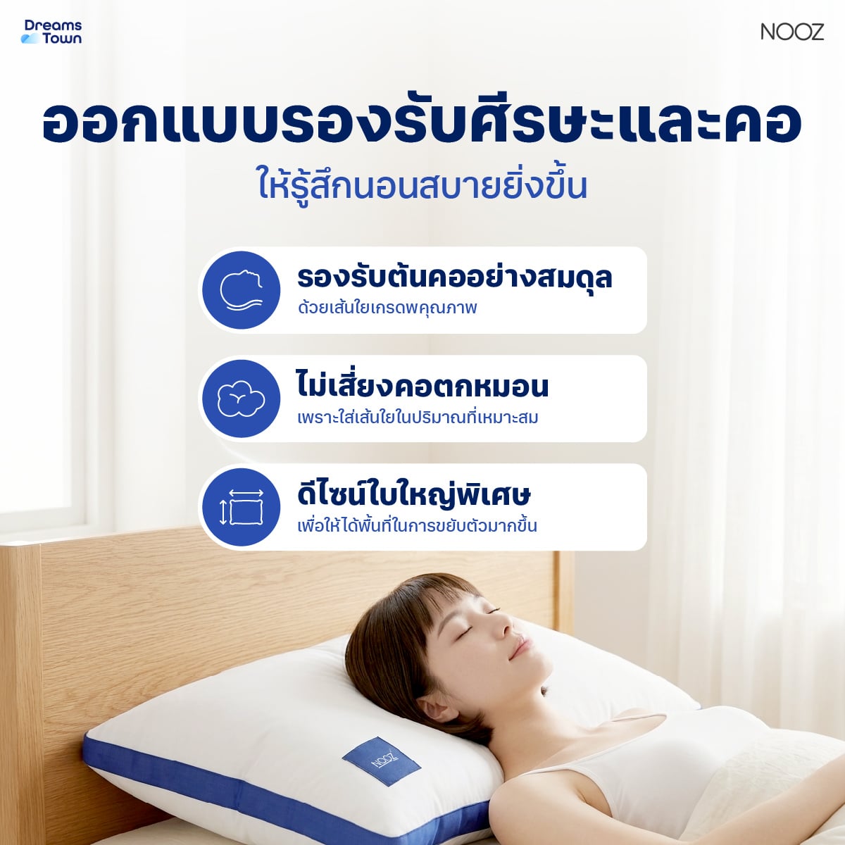 หมอนสุขภาพ NOOZ DREAMY PILLOW 1200G_2